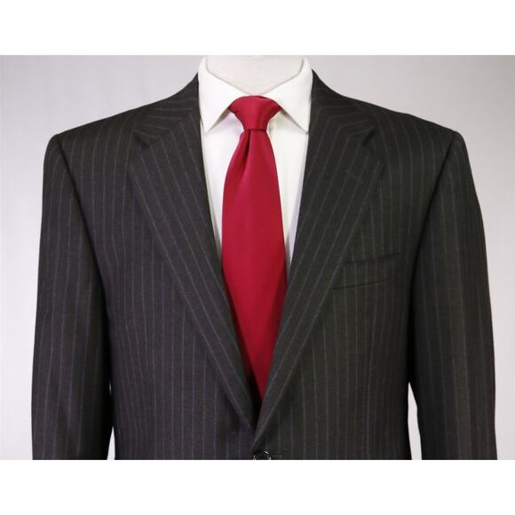 Hickey Freeman Brown Sky Blue Pinstripes Wool Cashmere 2-Btn Suit Madison 42R - Picture 3 of 9